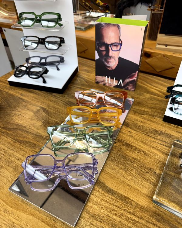 ILLA frames on display at The Optical Centre